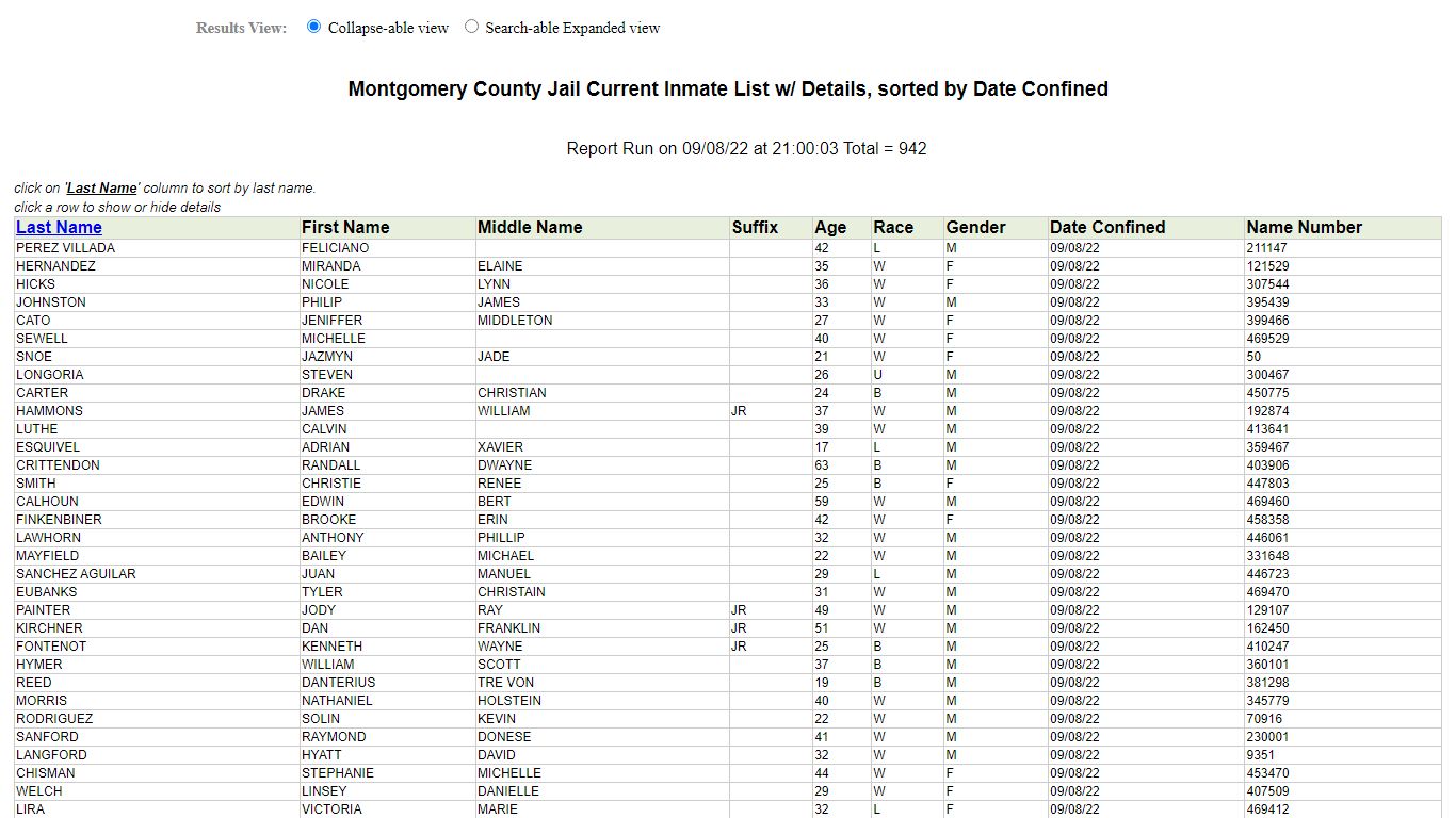 Jail Roster - Montgomery County, Texas